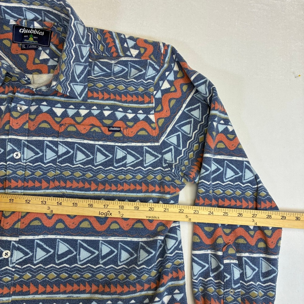 Chubbies Mens Long Sleeve Geometric Pattern Button Up Shirt Large - Picture 7 of 9